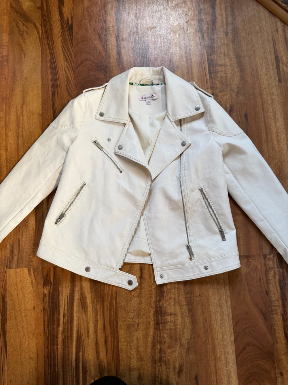 Nanette Lepore Off-White Leather Moto Jacket